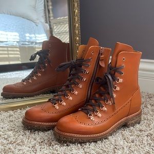 The Office of Angela Scott Mr. Bernard Veg Tan Leather Lug Sole Combat Boot 40